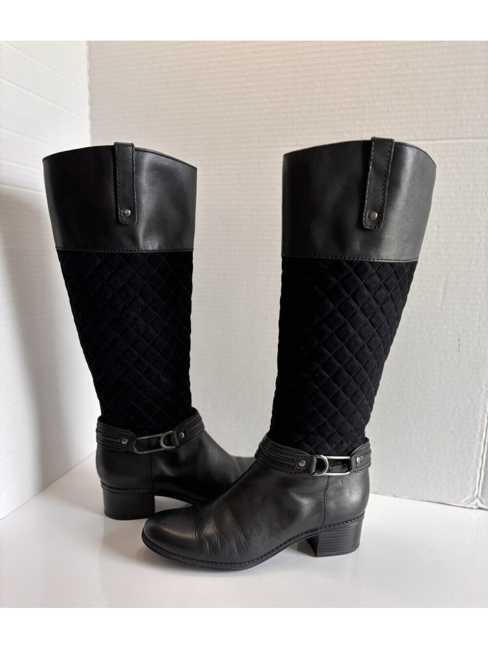 Bandolino Cabbey Knee High Riding Boots Women’s Size 6.5M Black Leather Quilted